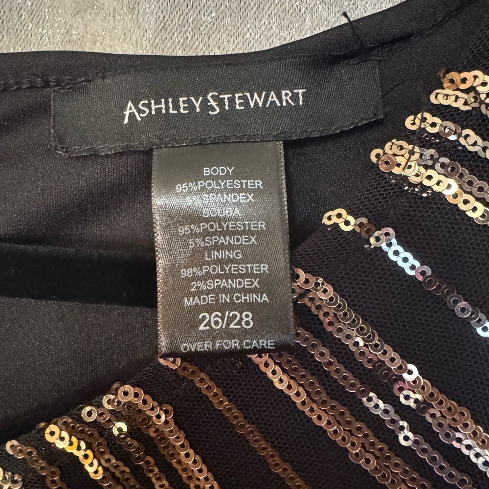 Ashley Stewart Black and Gold Long Sleeve Dress - Picture 3 of 4
